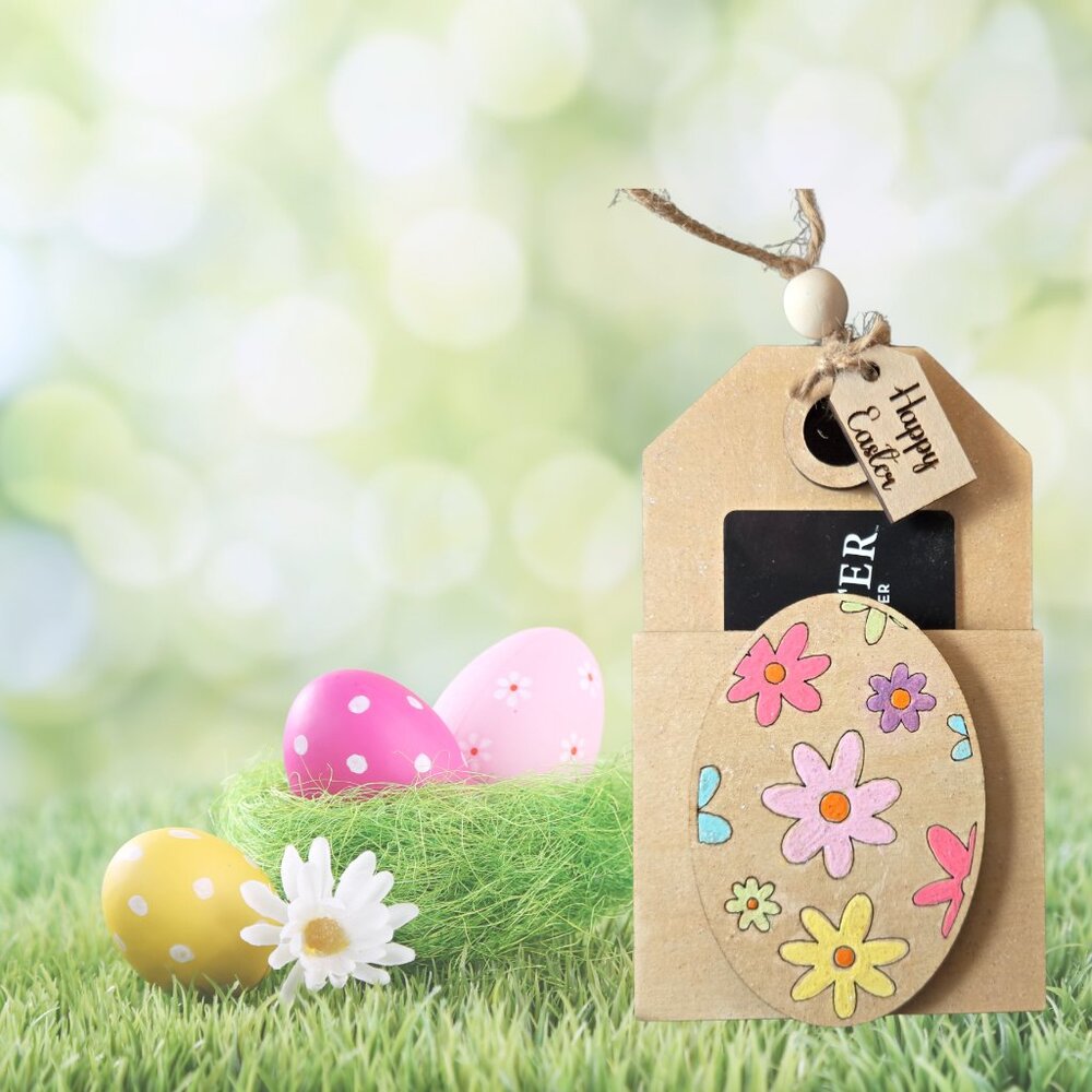 Wood Easter Gift Tag, Hand-Painted Wooden Easter Gift Tag , Easter basket tag